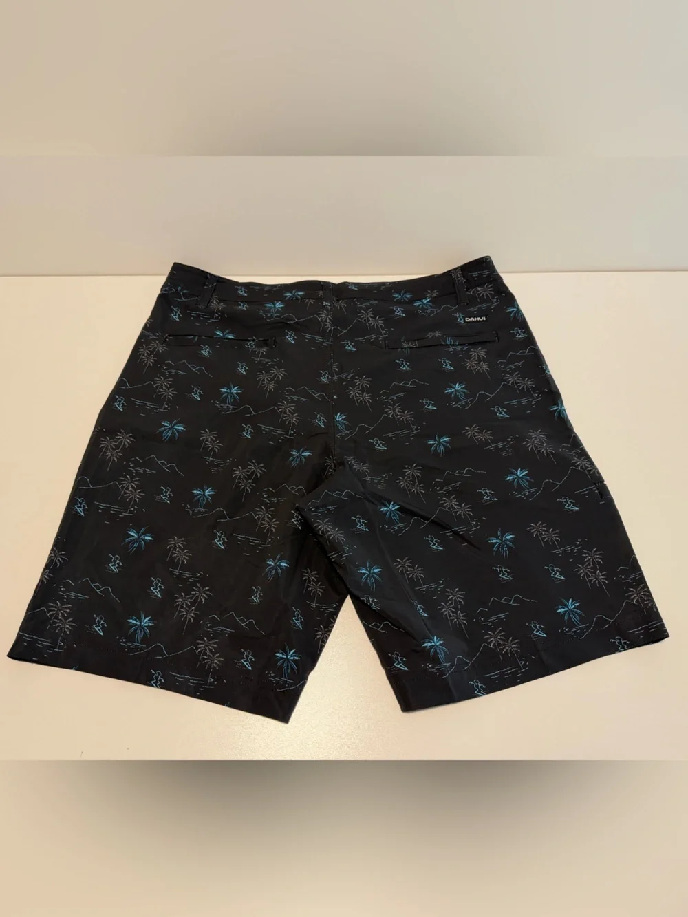 Da Hui Board Shorts with Teal Palm Print